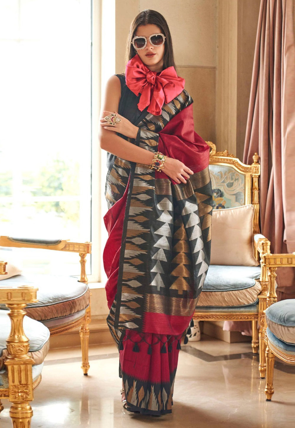 Maroon Silk Saree With Blouse 323219