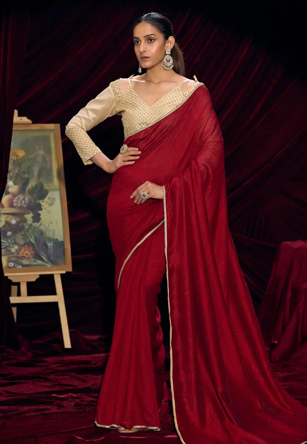 Maroon Silk Saree With Blouse 328471