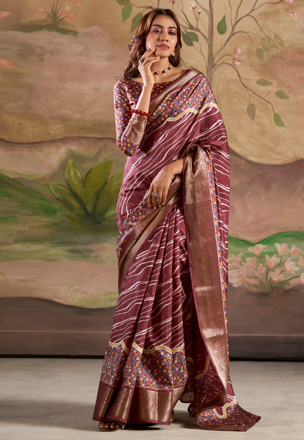 Maroon Silk Saree With Blouse 307737