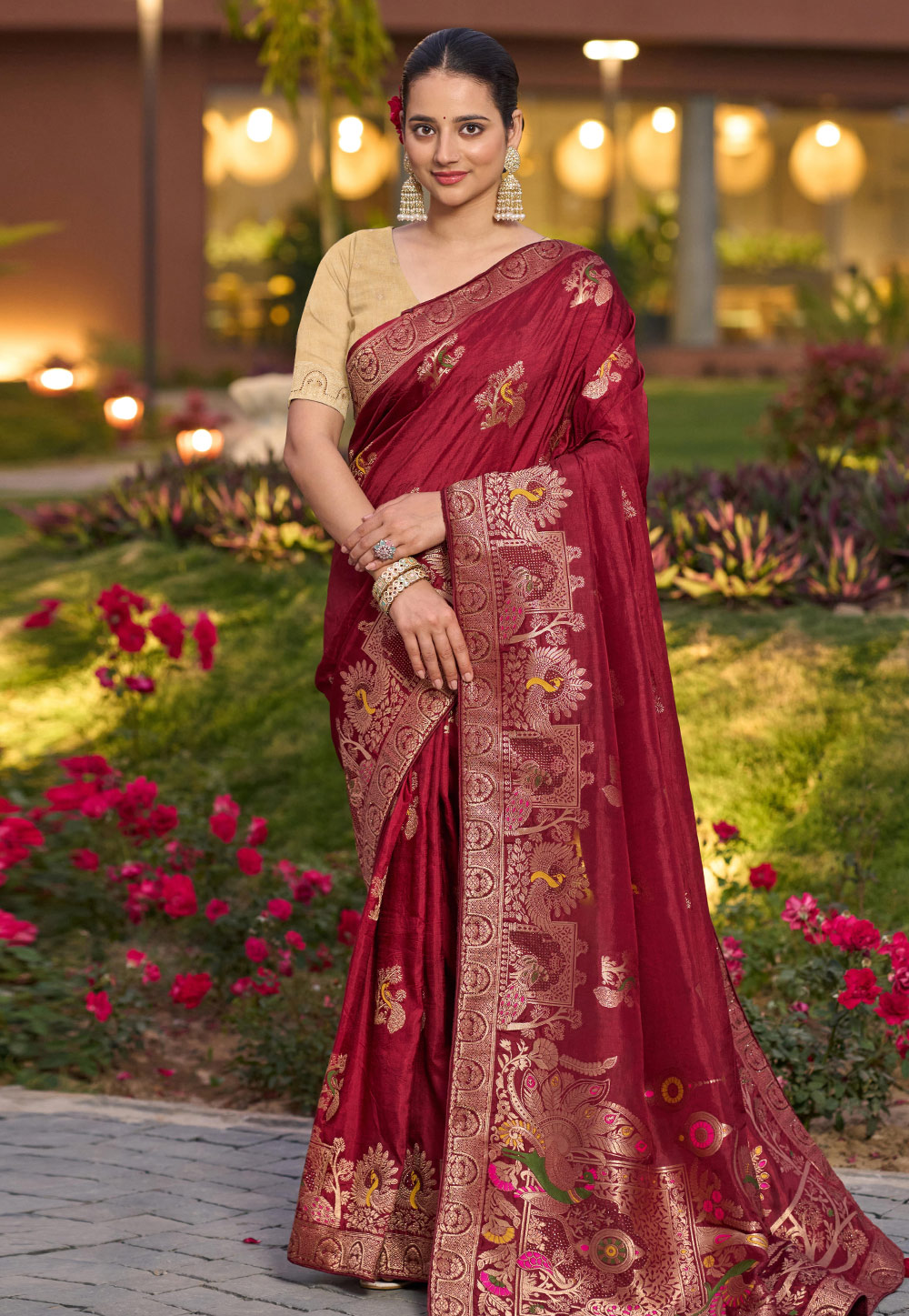 Maroon Silk Saree With Blouse 308233