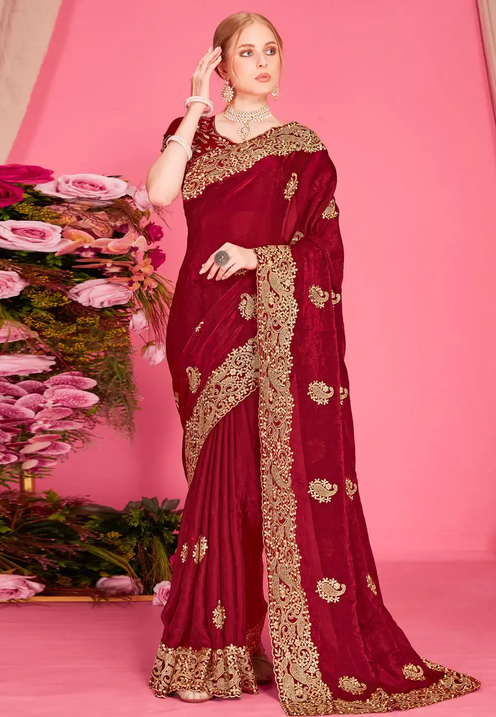 Maroon Silk Saree With Blouse 315952