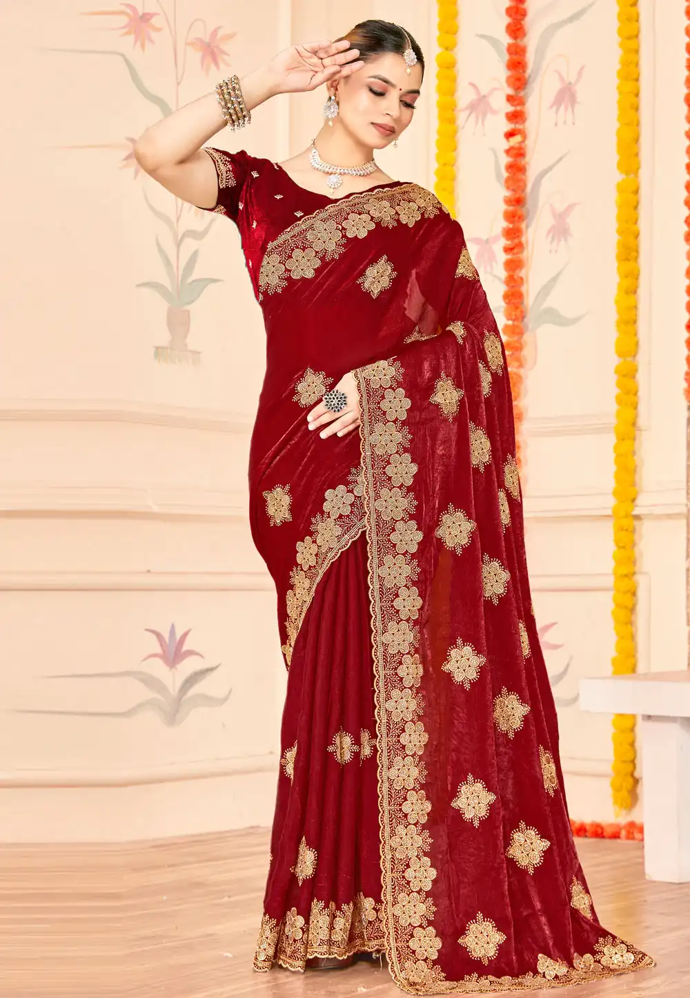 Maroon Silk Saree With Blouse 317342