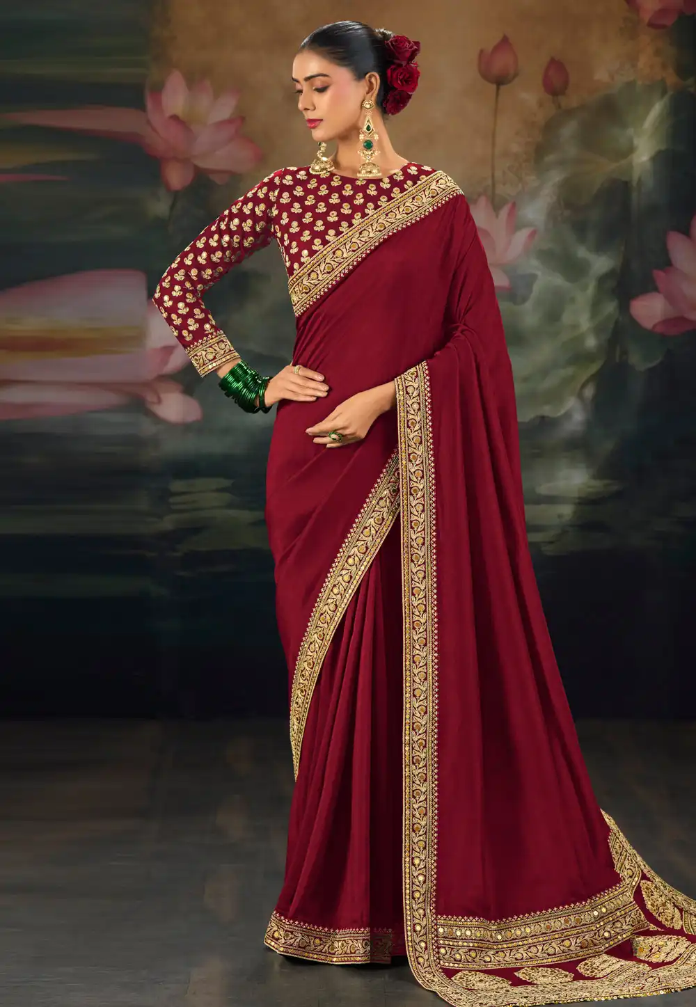 Maroon Silk Saree With Blouse 325711