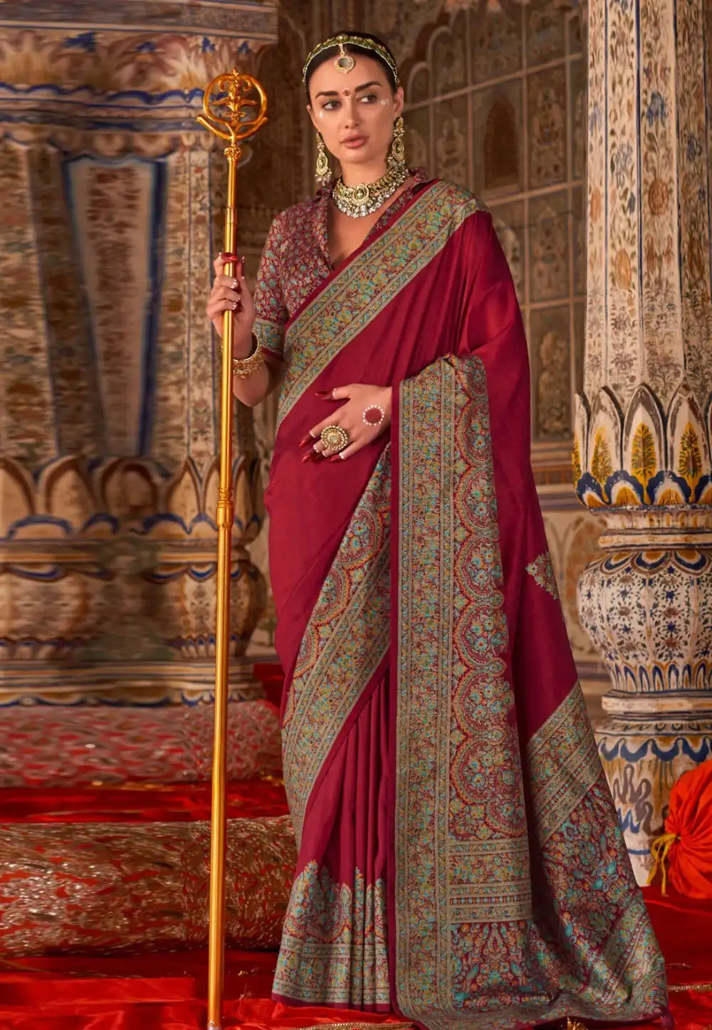Maroon Silk Saree With Blouse 318441