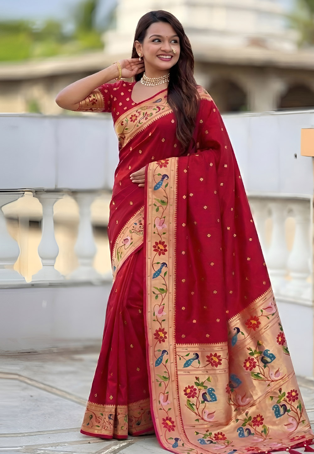 Maroon Silk Saree With Blouse 328046