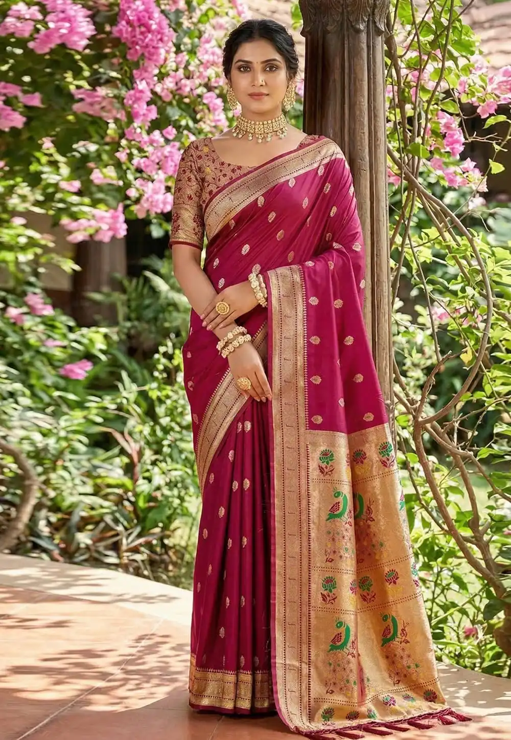 Maroon Silk Saree With Blouse 329502
