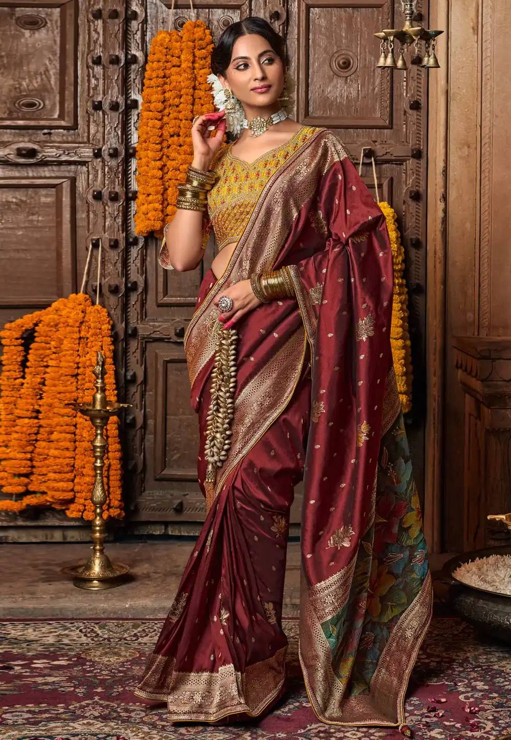 Maroon Silk Saree With Blouse 317742