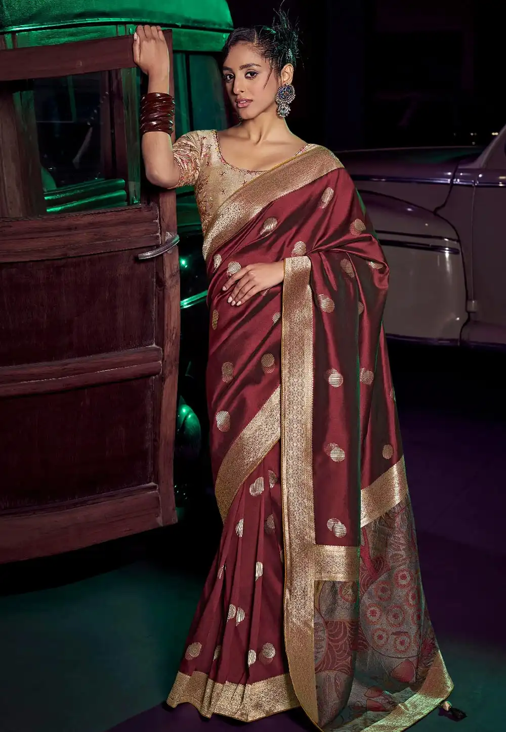Maroon Silk Saree With Blouse 317918