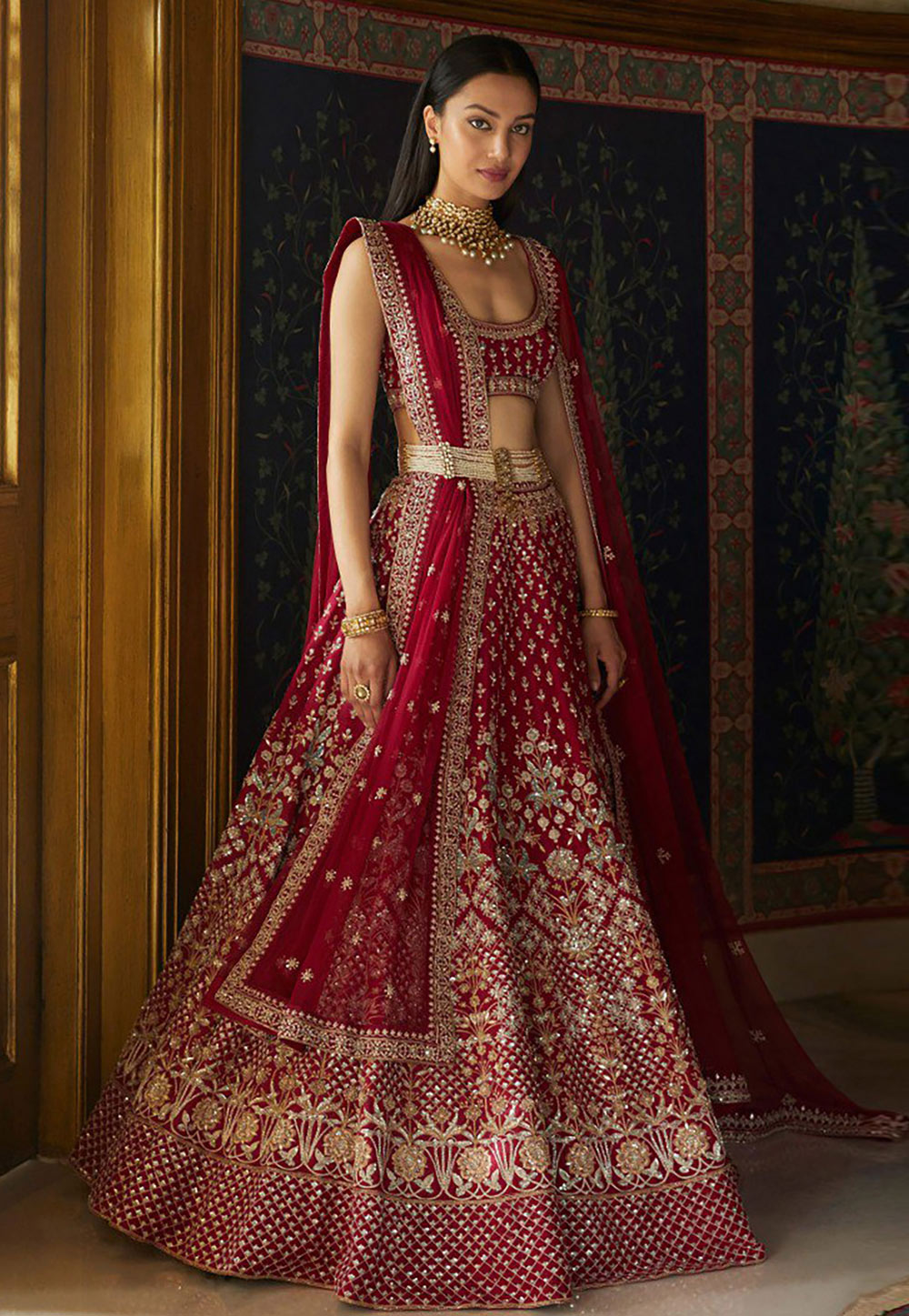 Maroon Taffeta Circular Lehenga Choli 326925