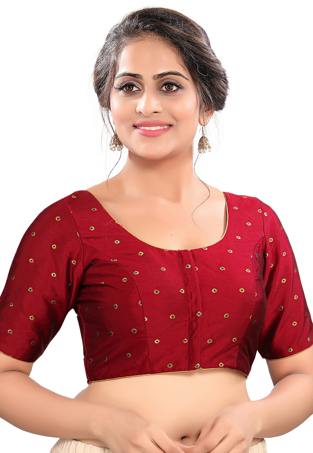 Maroon Taffeta Readymade Blouse 311850