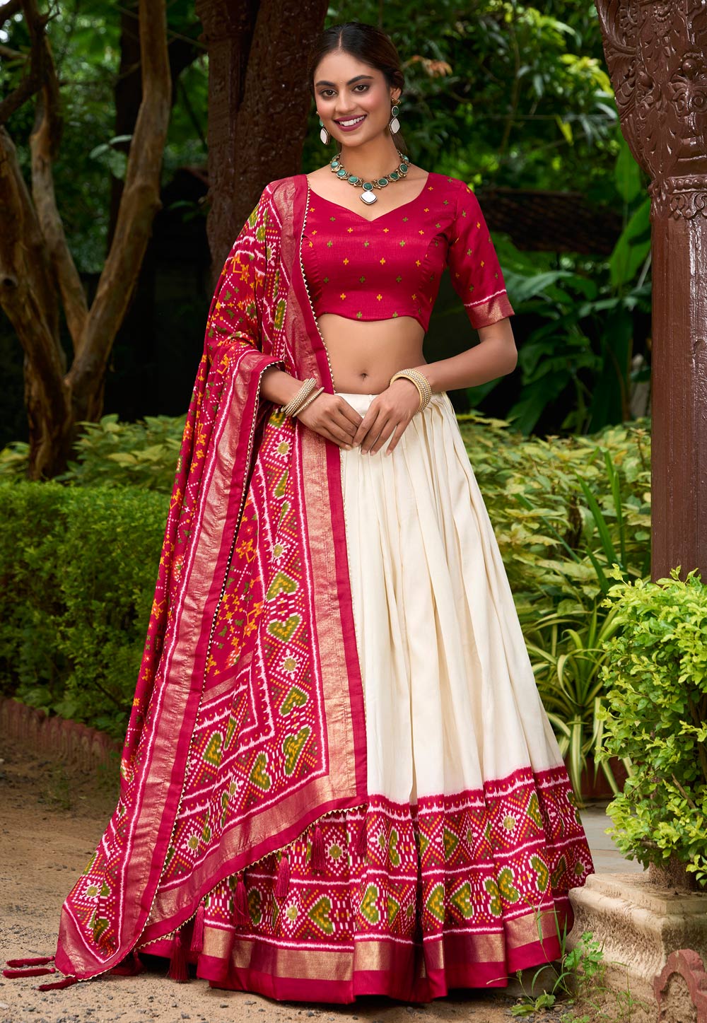 Maroon Tussar Silk Lehenga Choli 312054