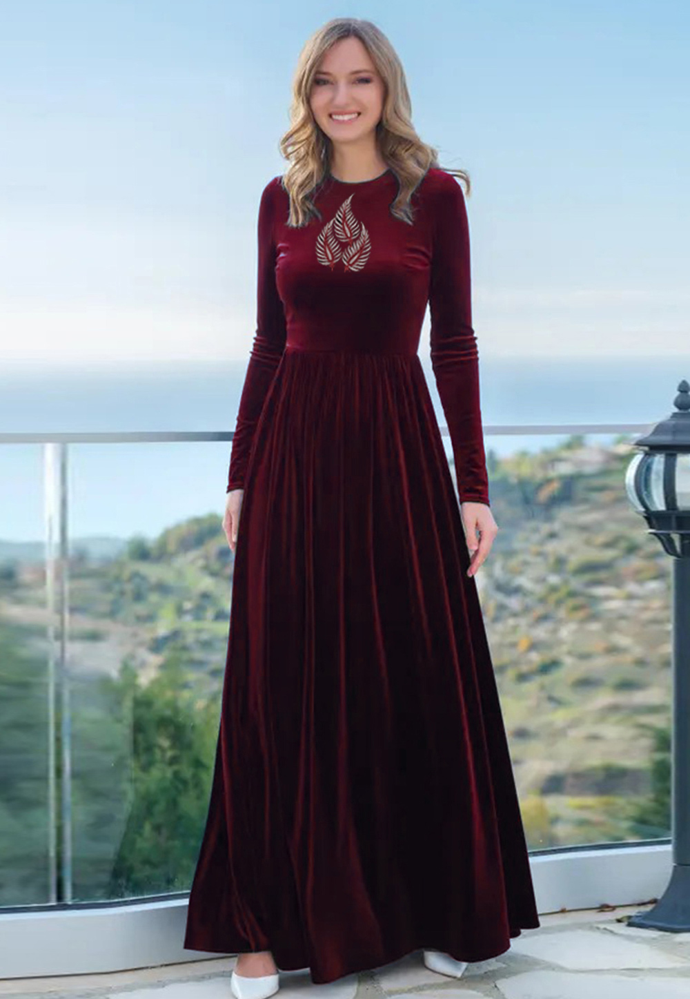 Maroon Velvet Gown 306851