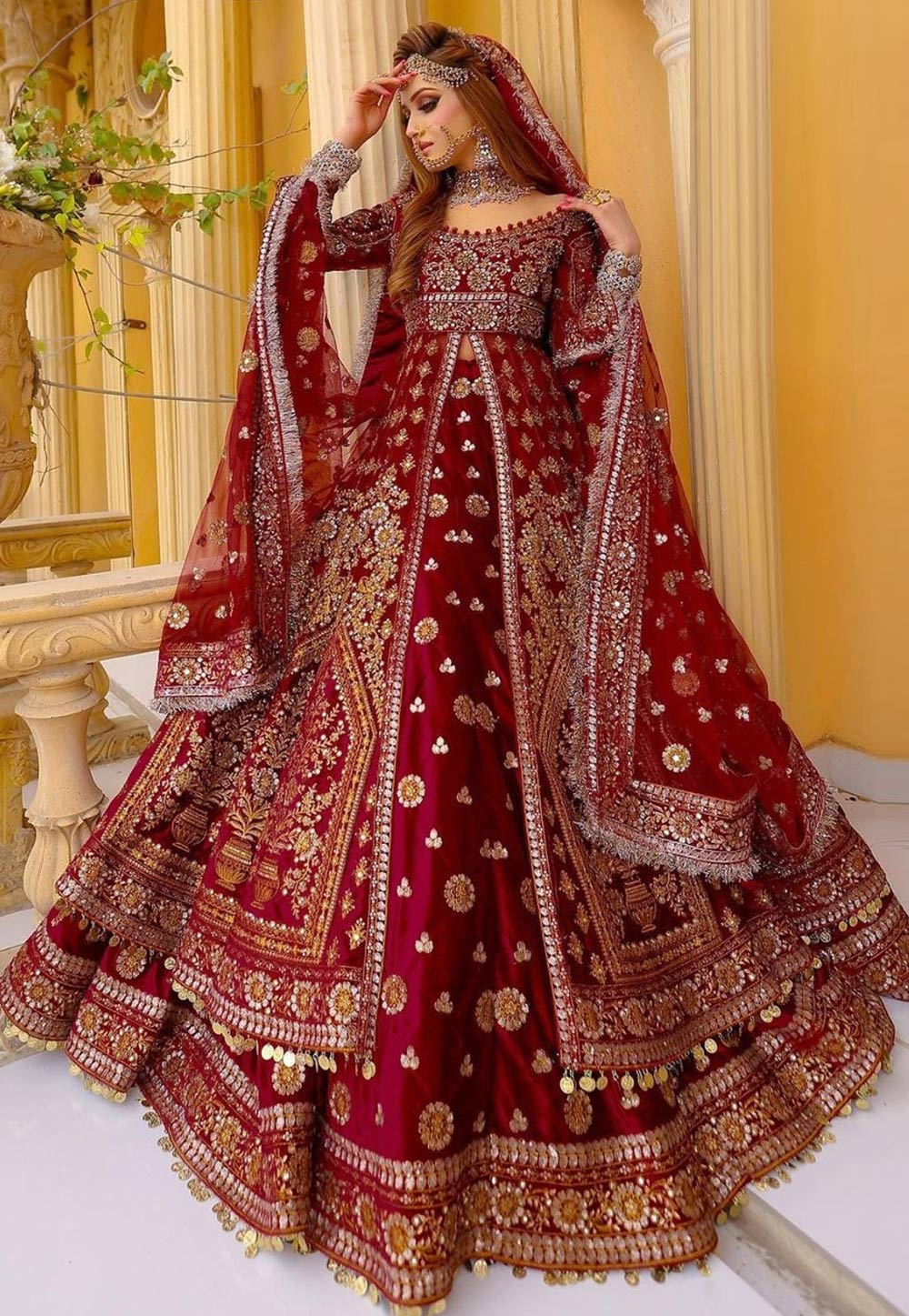Maroon Velvet Indo Western Lehenga Choli 308445