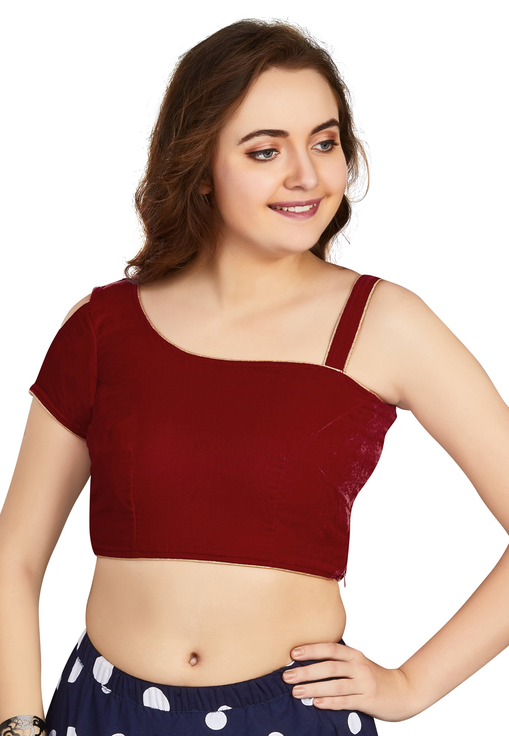 Maroon Velvet Readymade Blouse 319808