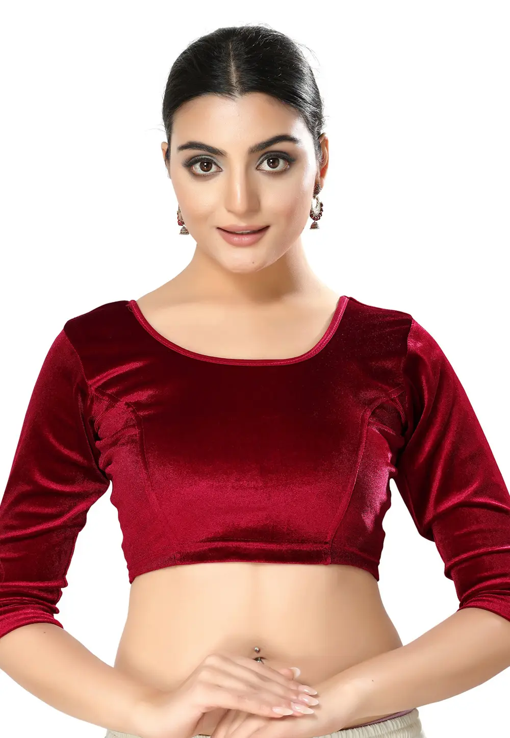Maroon Velvet Readymade Blouse 333485