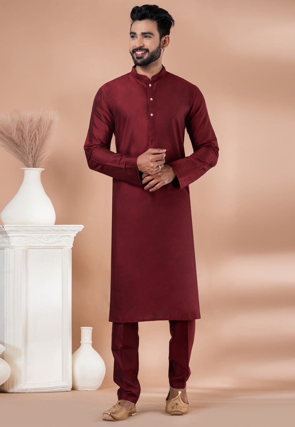 Maroon Viscose Kurta Pajama 282536