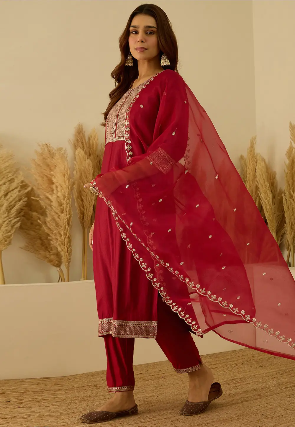 Maroon Viscose Rayon Readymade Pakistani Suit 333428
