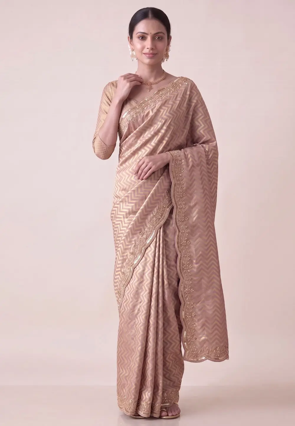 Mauve Banarasi Silk Saree With Blouse 332849
