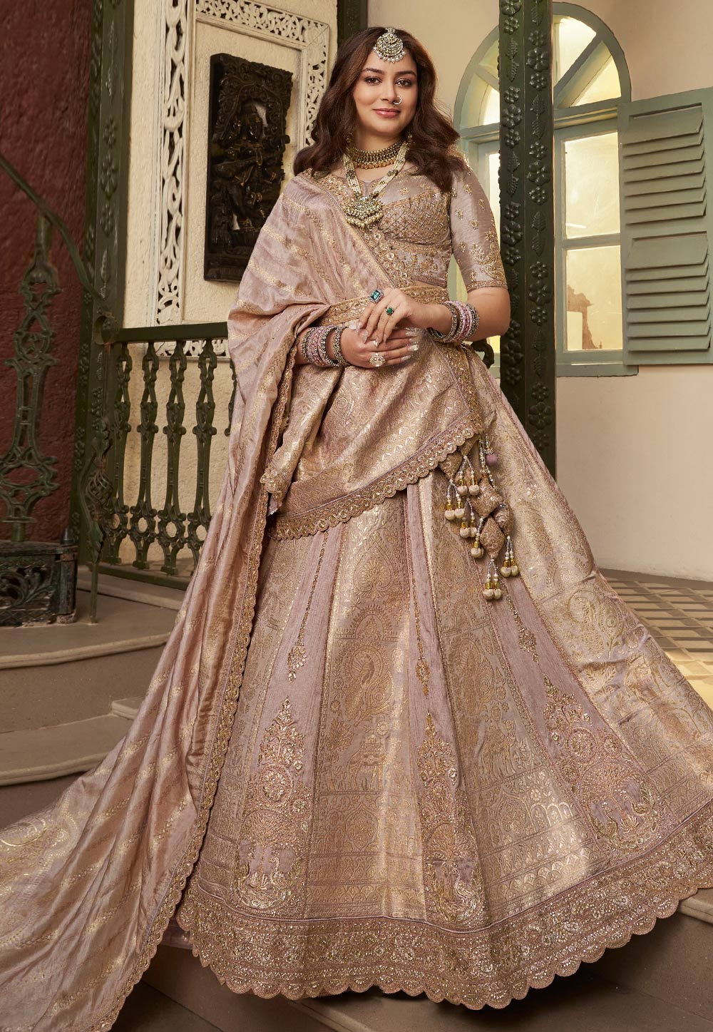 Mauve Banarasi Silk Wedding Lehenga Choli 323927