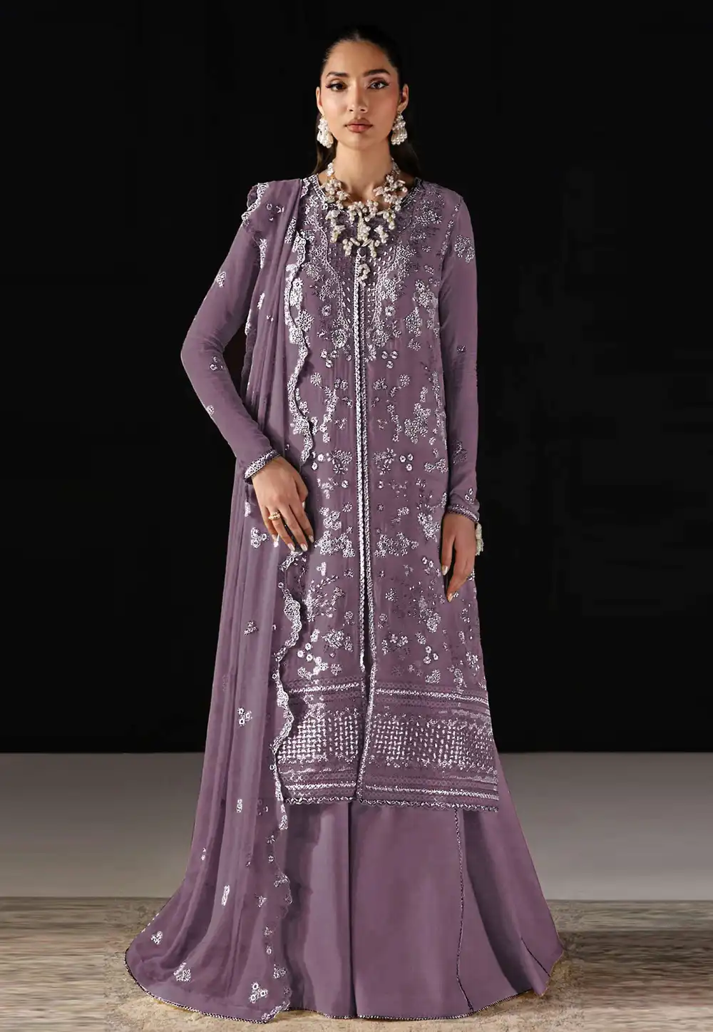 Mauve Chiffon Pakistani Suit 327401
