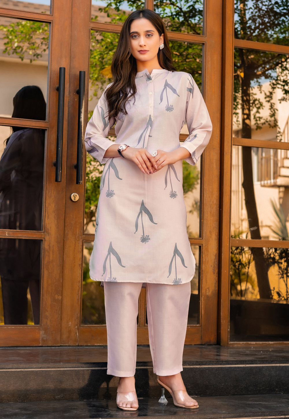 Mauve Cotton Printed Co-Ords Set 322709