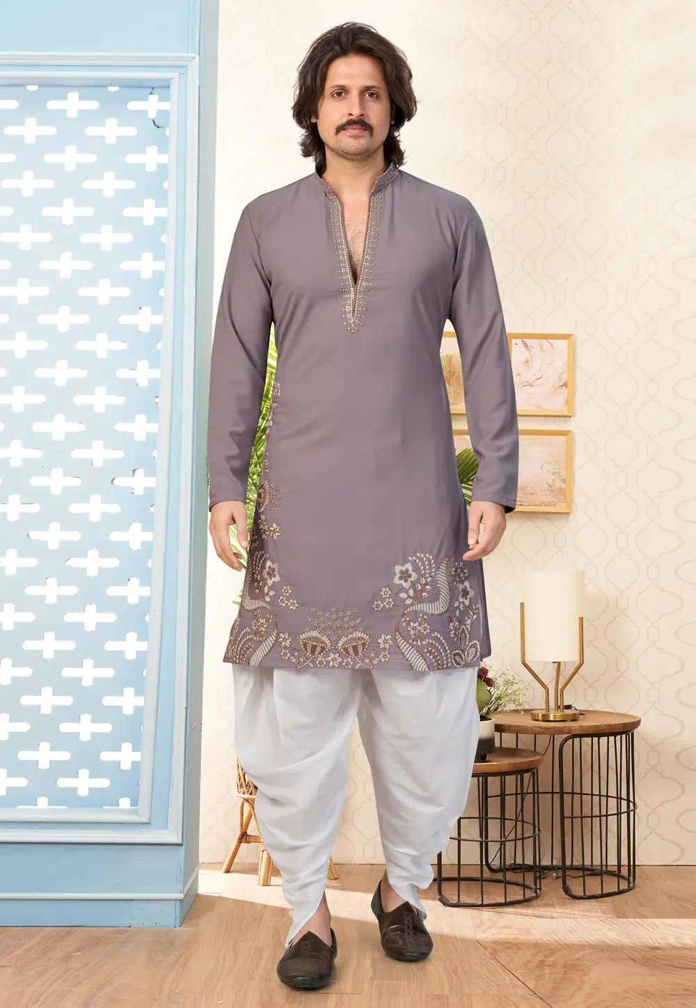 Mauve Lachka Dhoti Kurta 335936