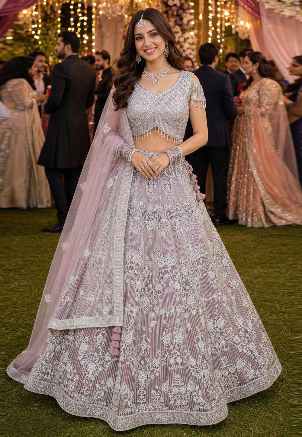 Mauve Net Lehenga Choli For Wedding 329725