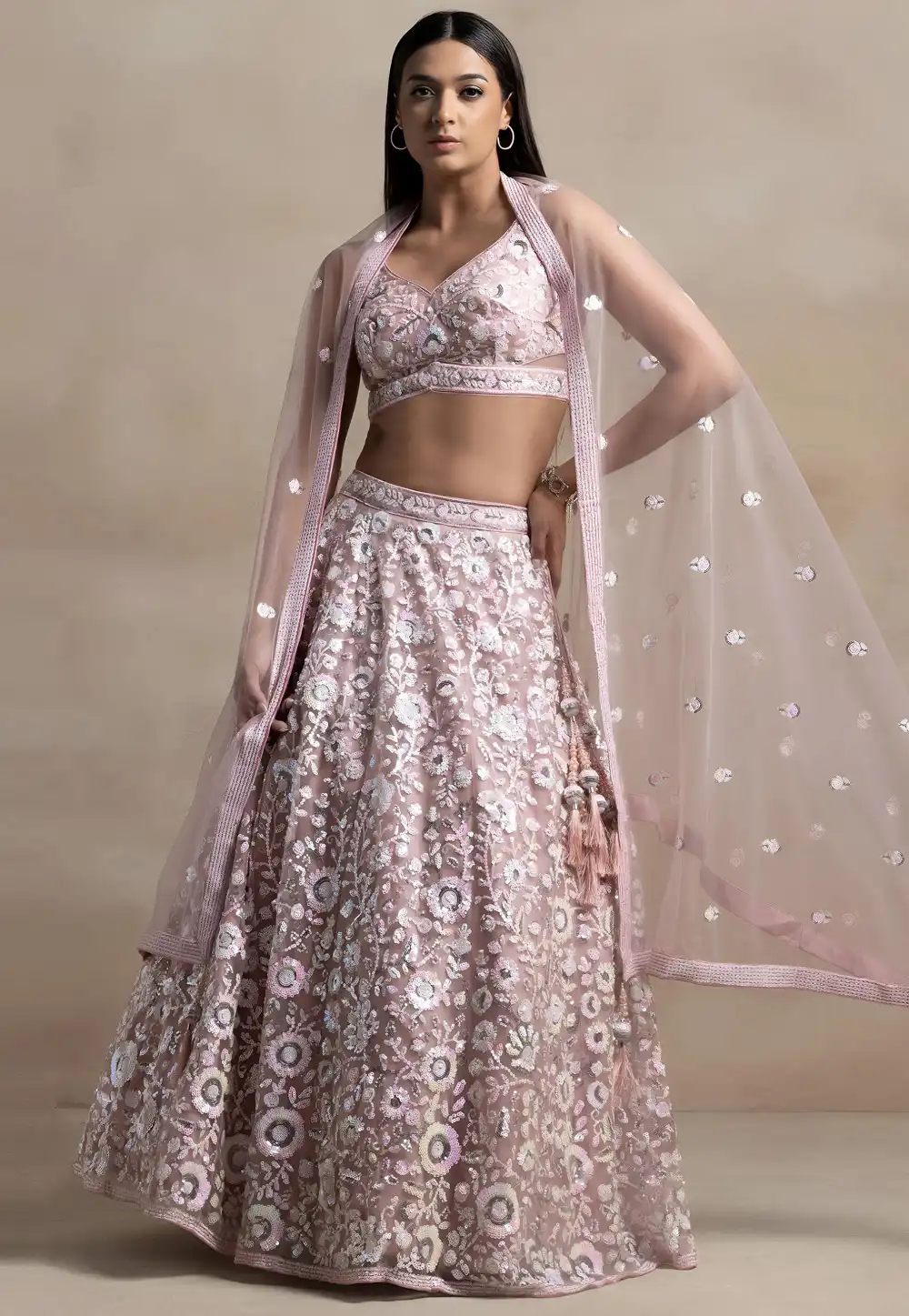 Mauve Net Lehenga Choli For Wedding 328816