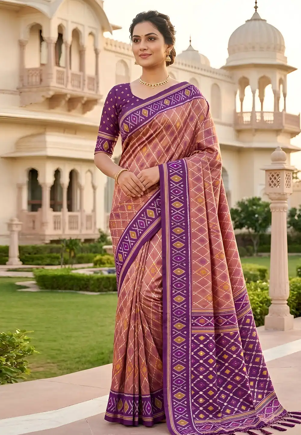 Mauve Patola Silk Saree With Blouse 330518