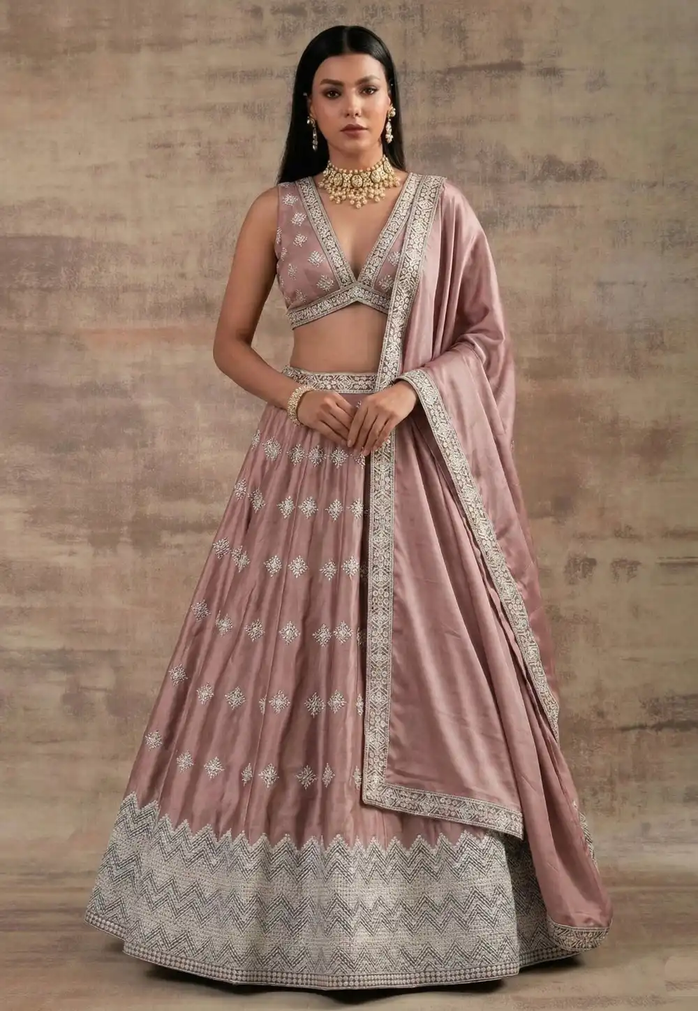 Mauve Satin Silk Circular Lehenga Choli 327821