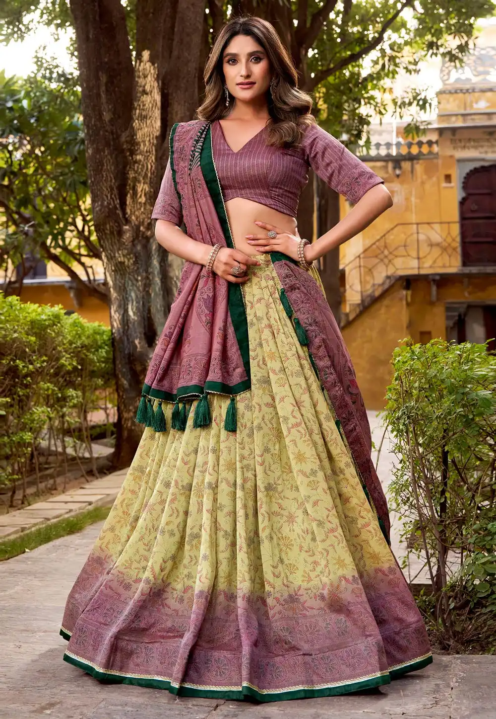 Mauve Silk Floral Lehenga Choli 323317