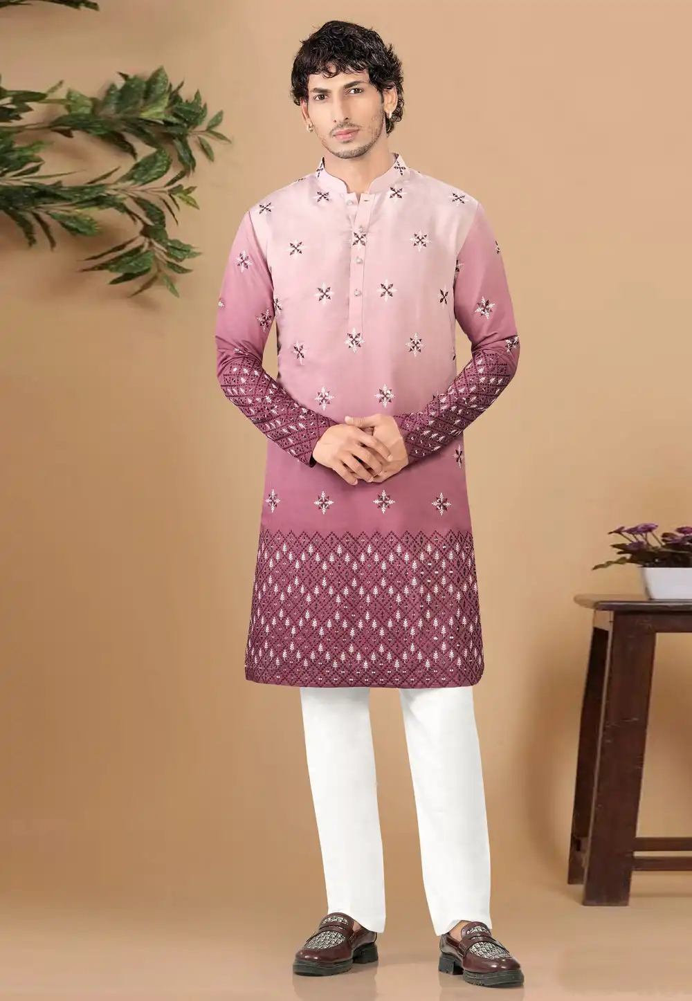 Mauve Silk Kurta Pajama 325813