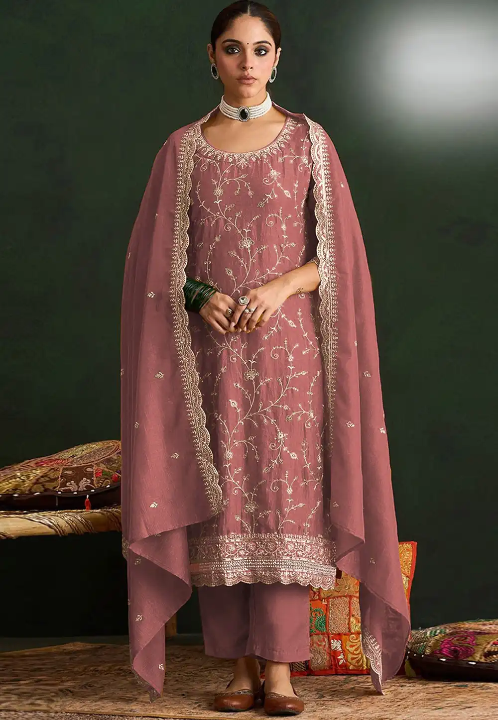 Mauve Silk Pant Style Suit 330108