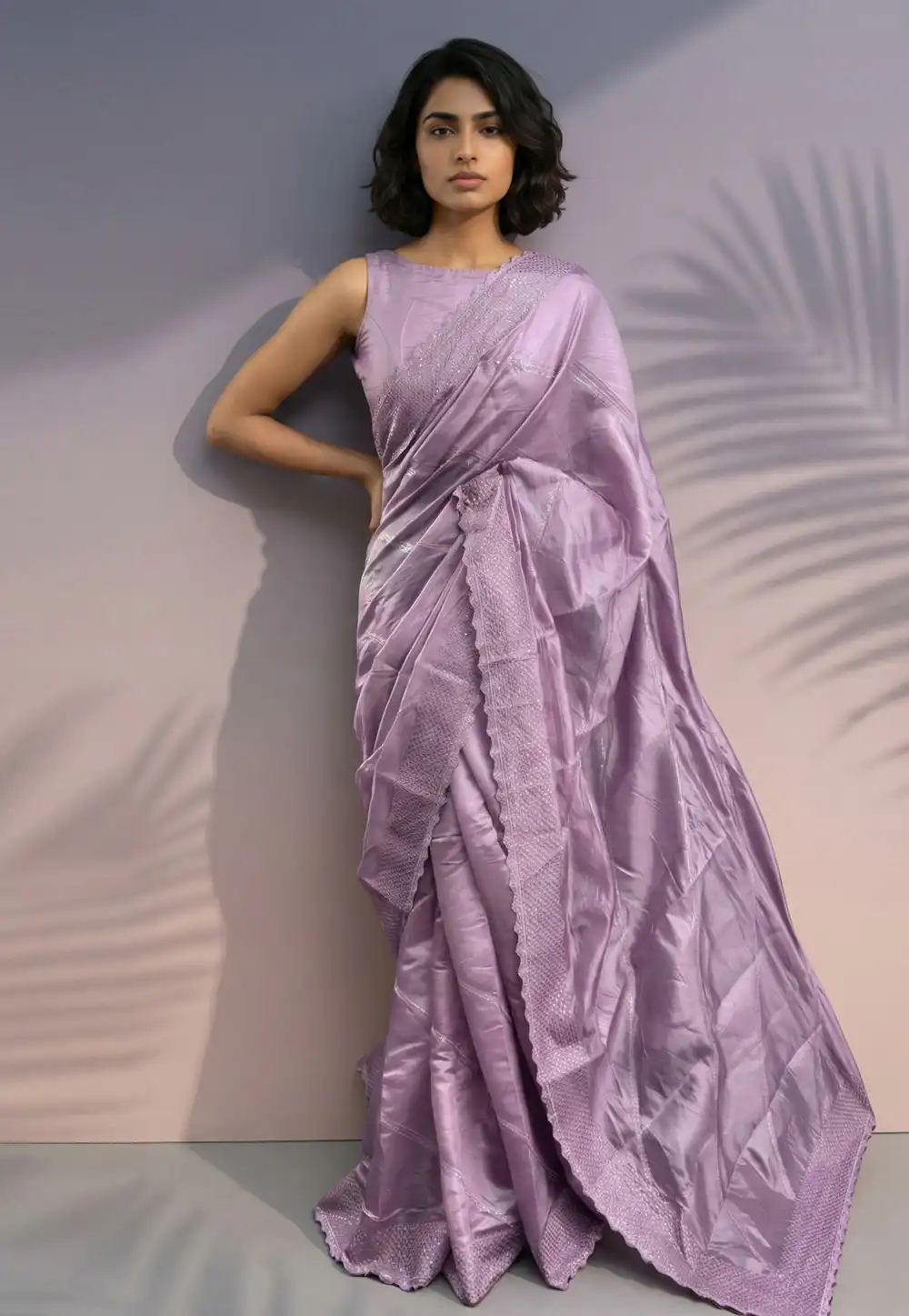 Mauve Silk Saree With Blouse 329008