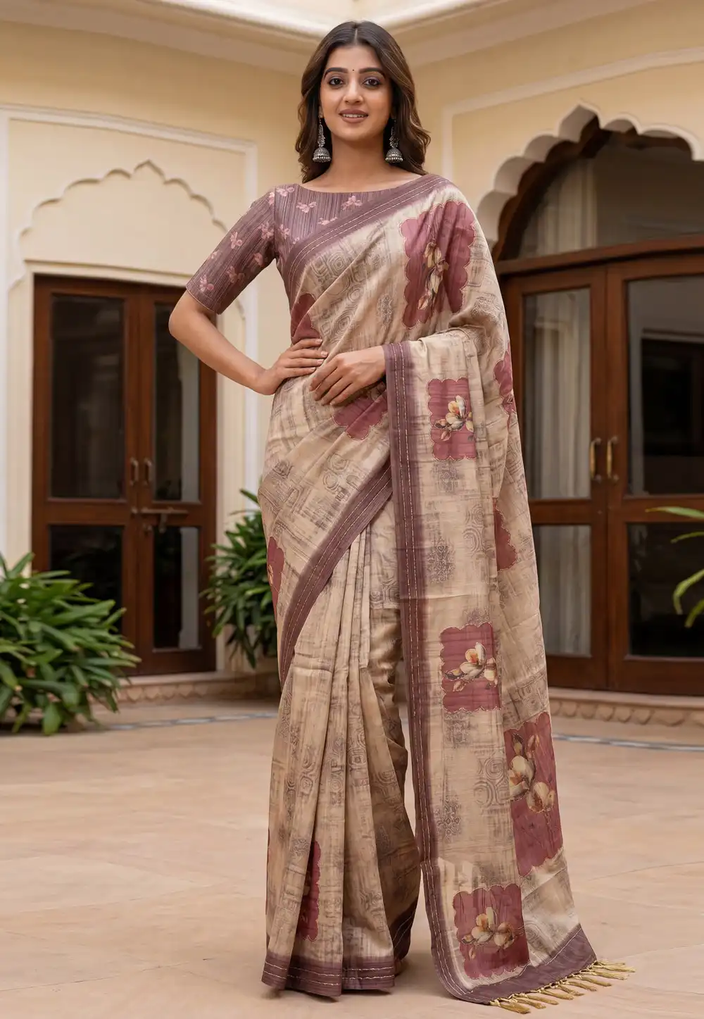 Mauve Silk Saree With Blouse 327497