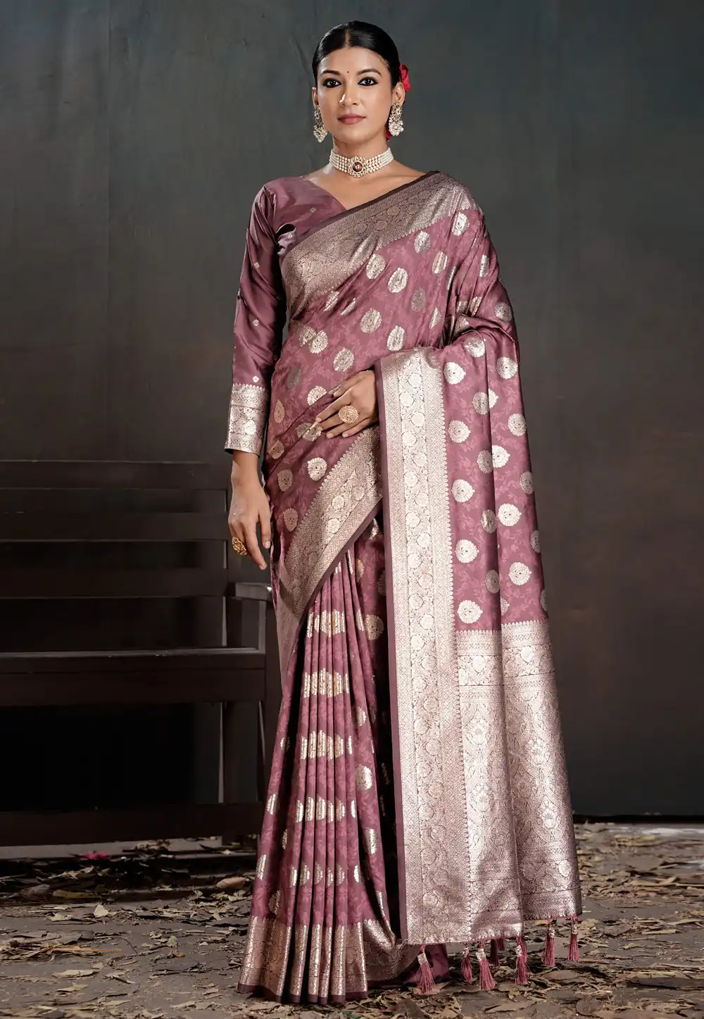 Mauve Silk Saree With Blouse 322520