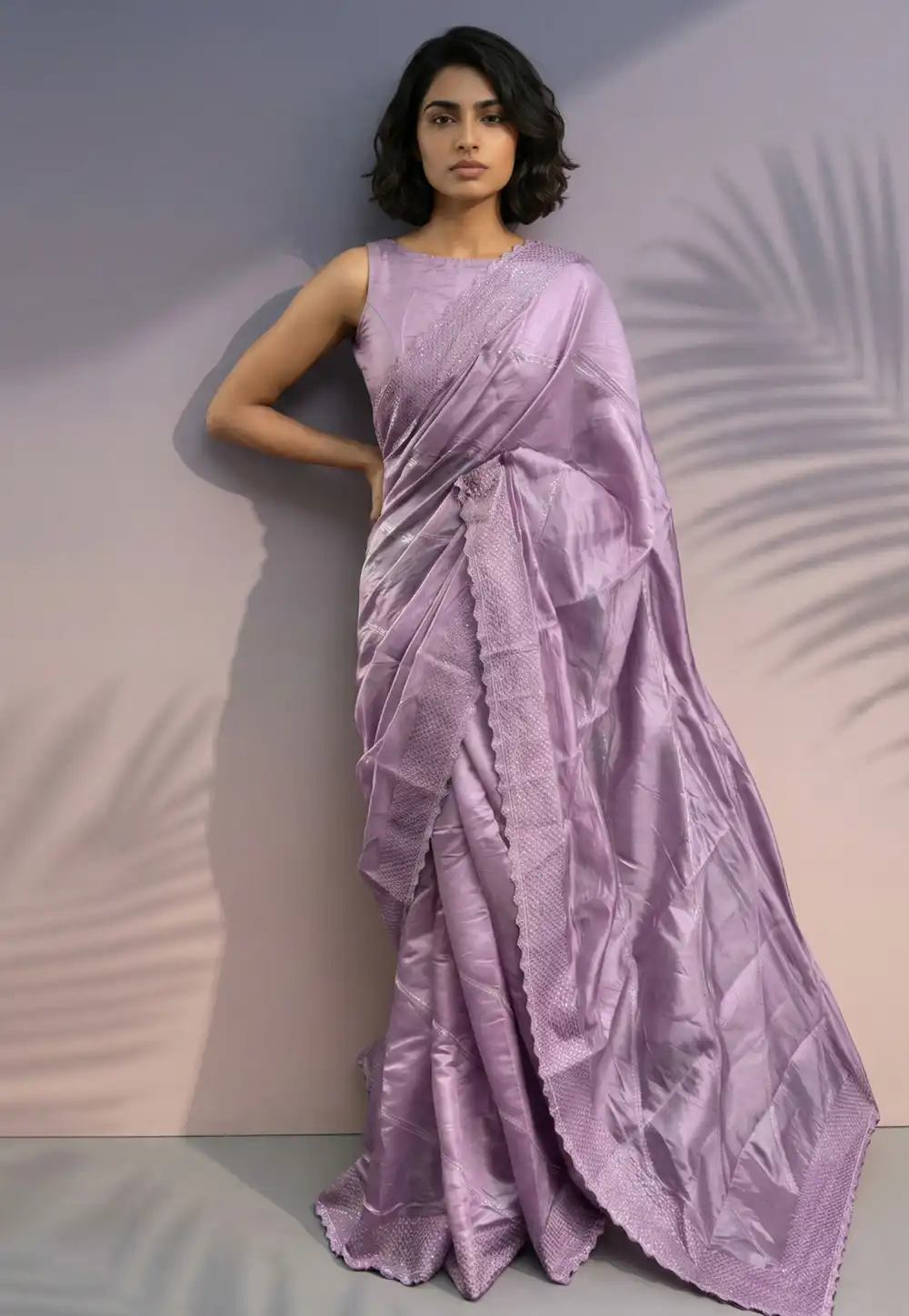 Mauve Silk Saree With Blouse 326704