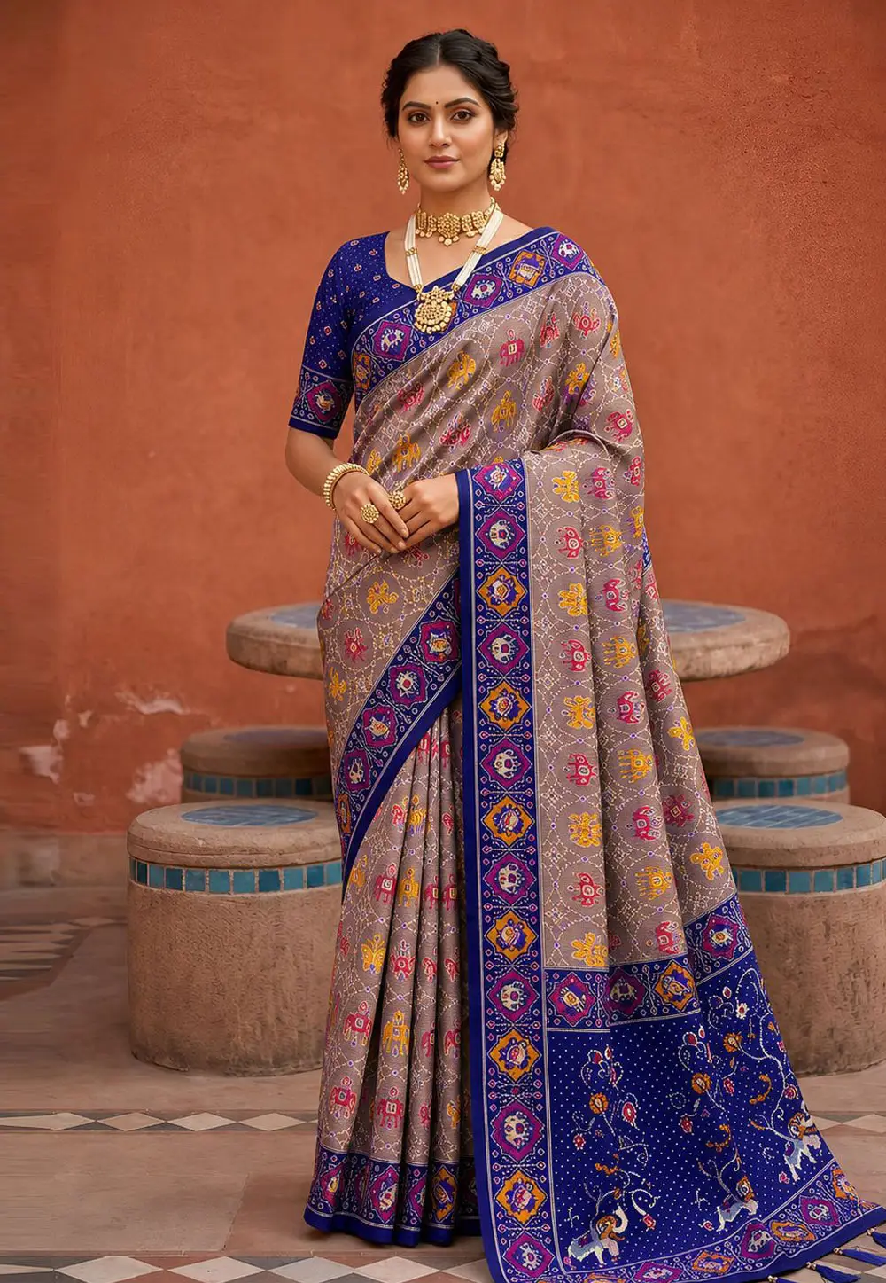 Mauve Silk Saree With Blouse 333864