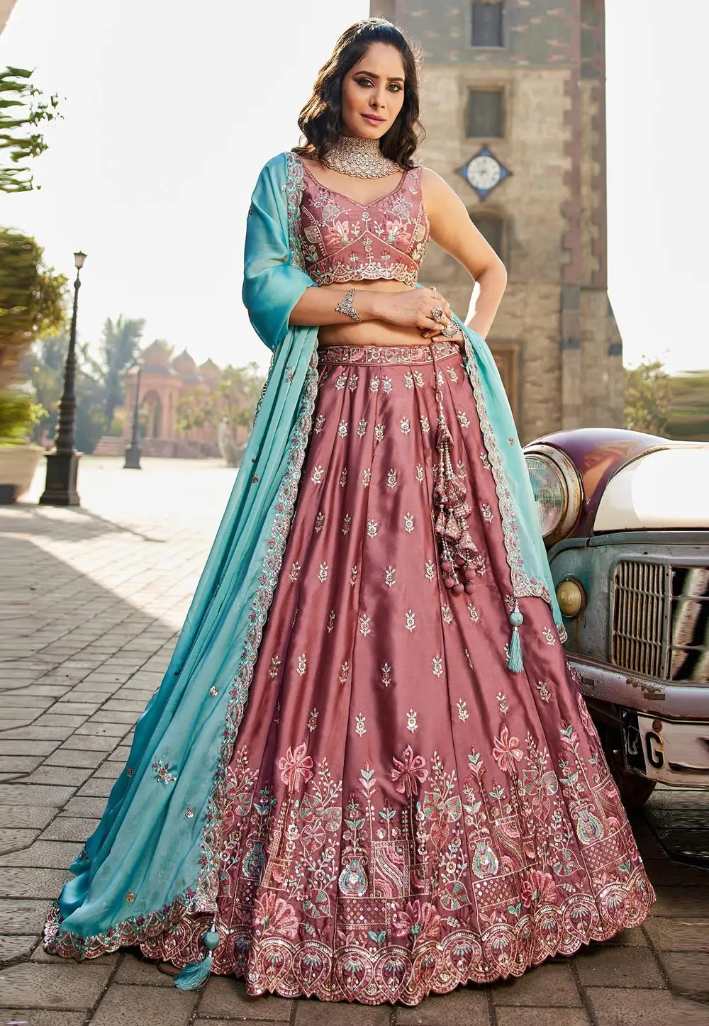 Mauve Silk Wedding Lehenga Choli 332812