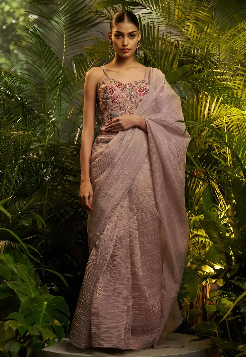 Mauve Tissue Designer Saree 329350