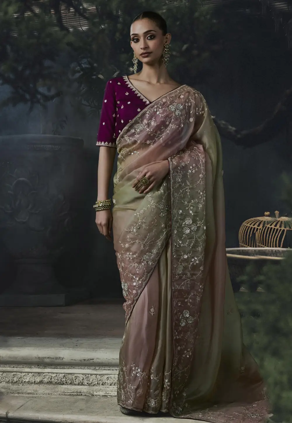Mauve Tissue Silk Half N Half Saree 333032