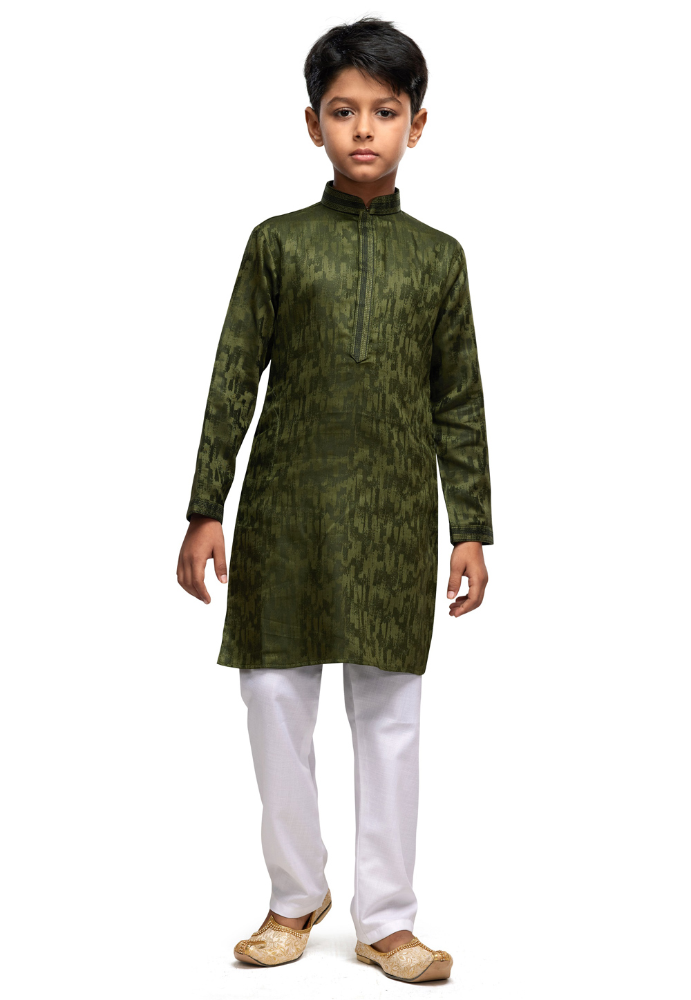 Mehndi Art Silk Kids Kurta Pajama 280978