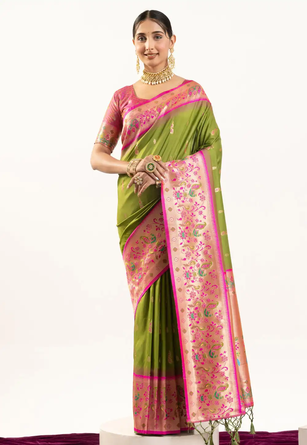 Mehndi Banarasi Silk Saree 326013