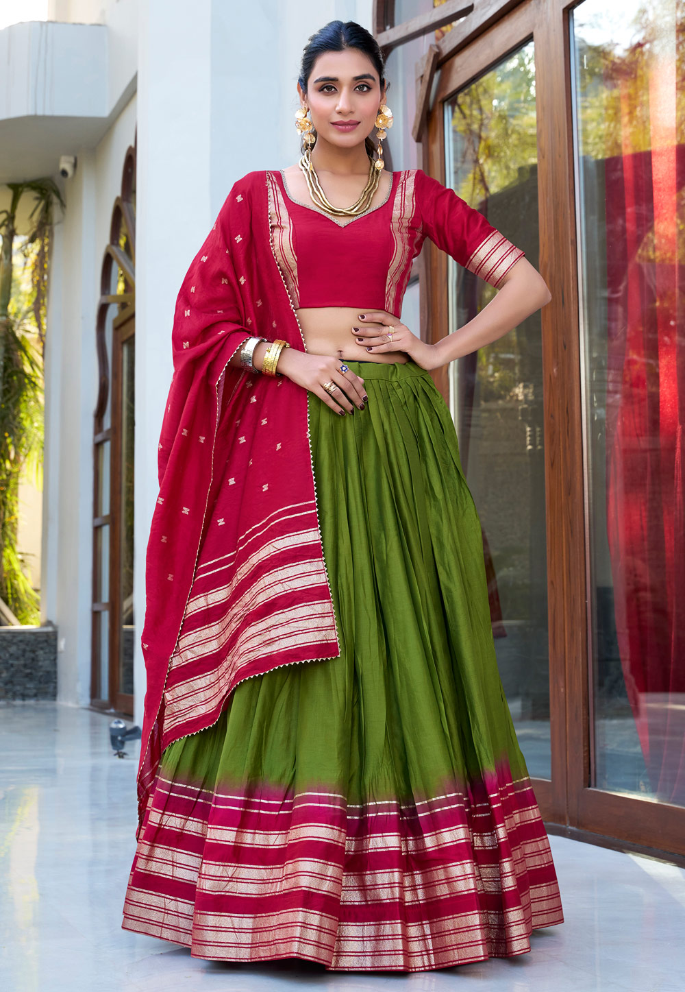 Mehndi Chanderi Lehenga Choli 308700