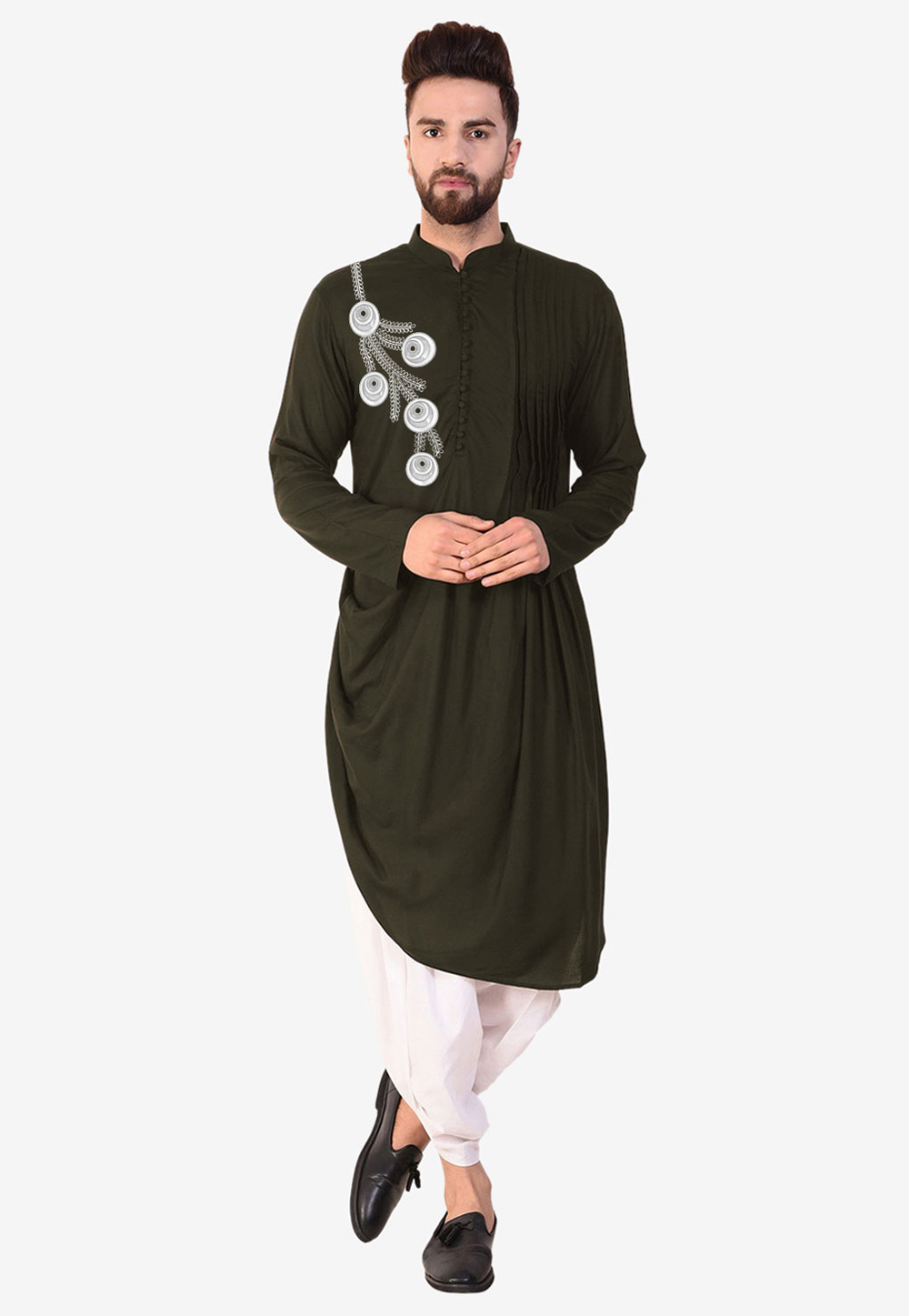 Mehndi Cotton Dhoti Kurta 282937
