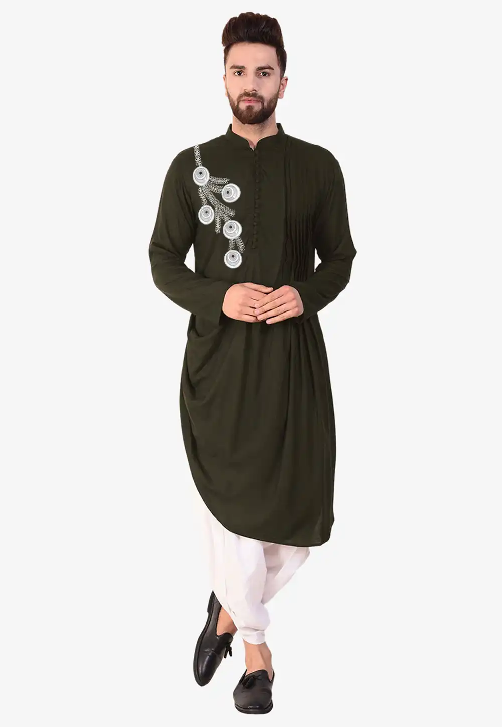 Mehndi Cotton Dhoti Kurta 282937