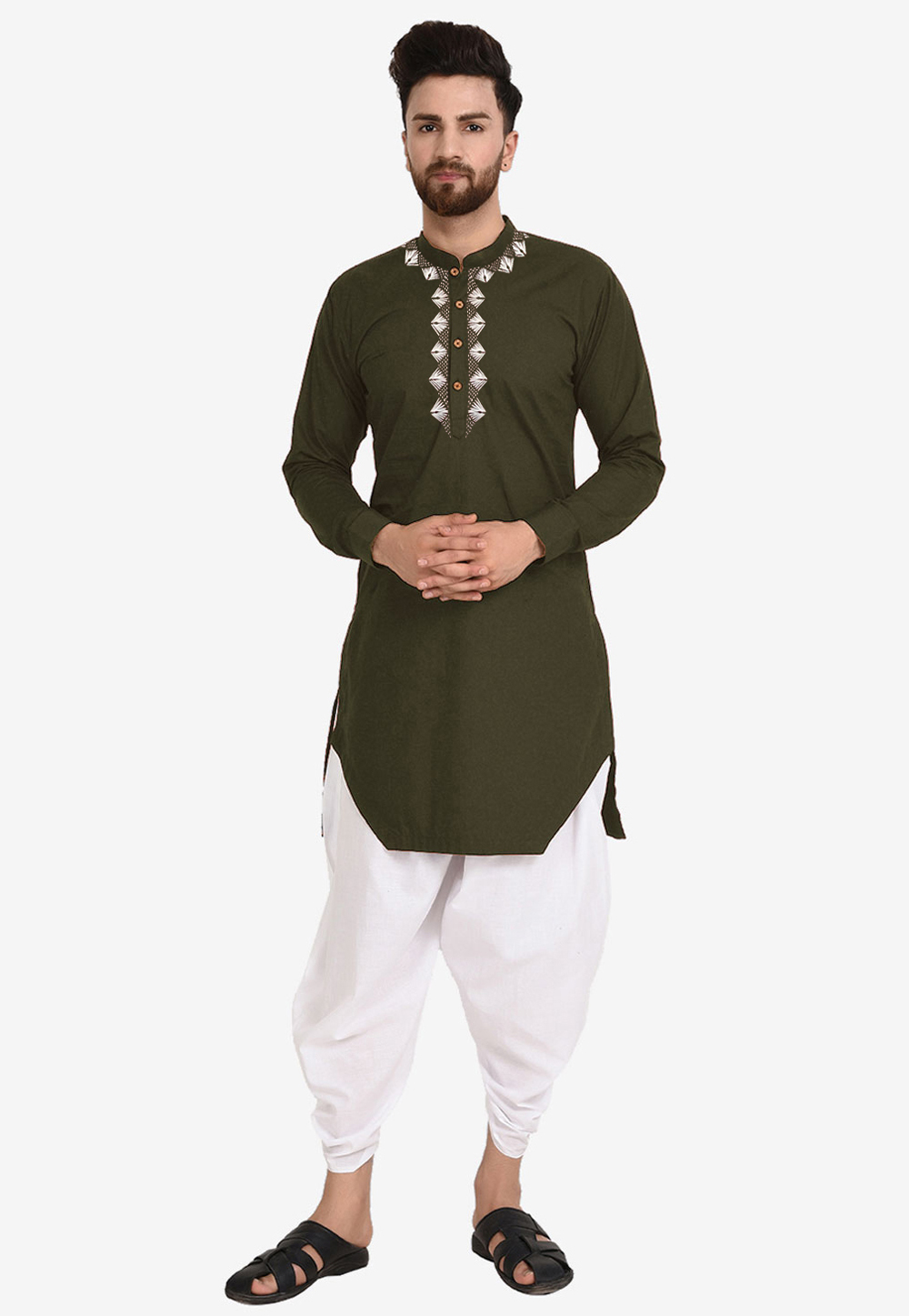 Mehndi Cotton Dhoti Kurta 282939