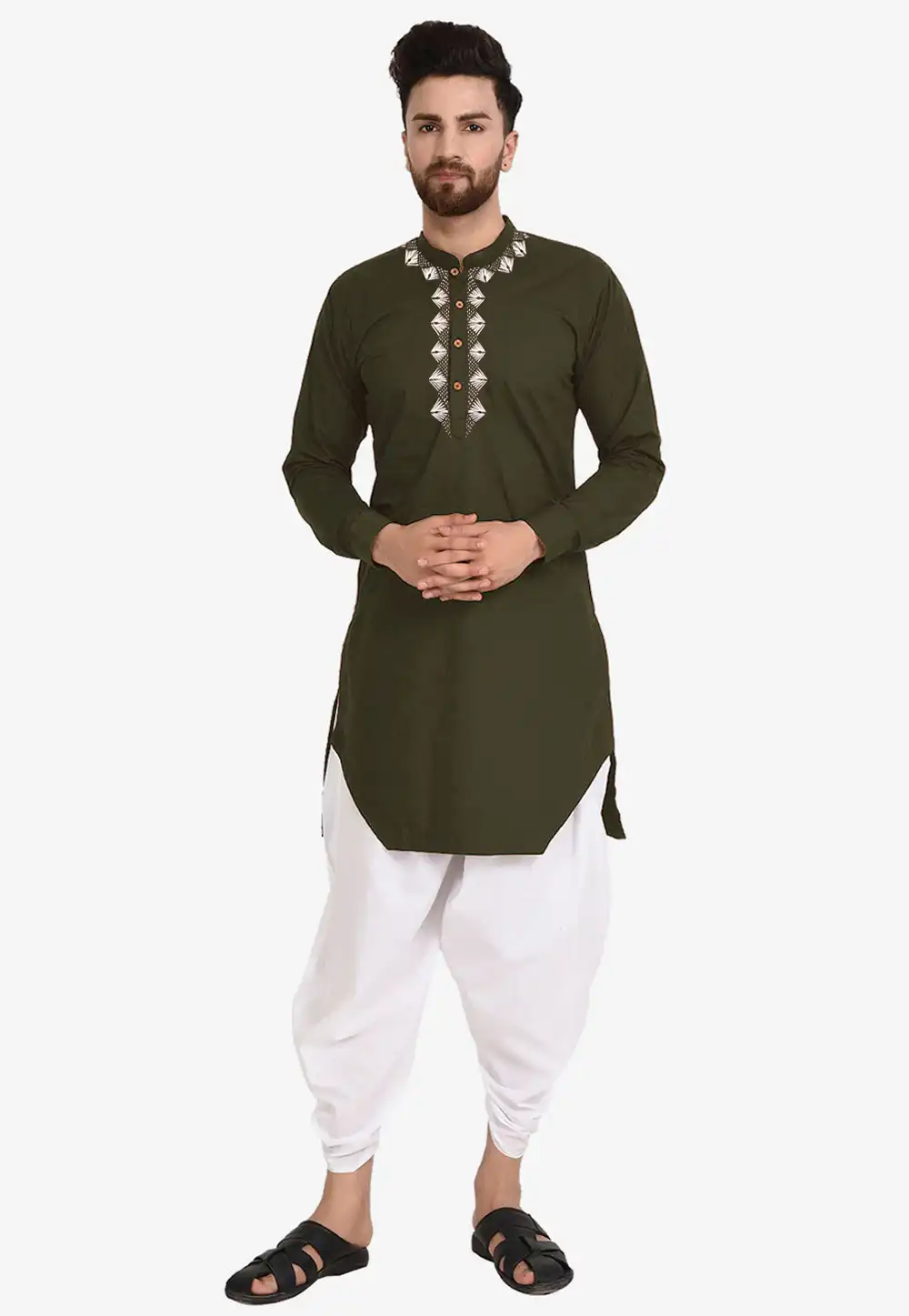 Mehndi Cotton Dhoti Kurta 282939