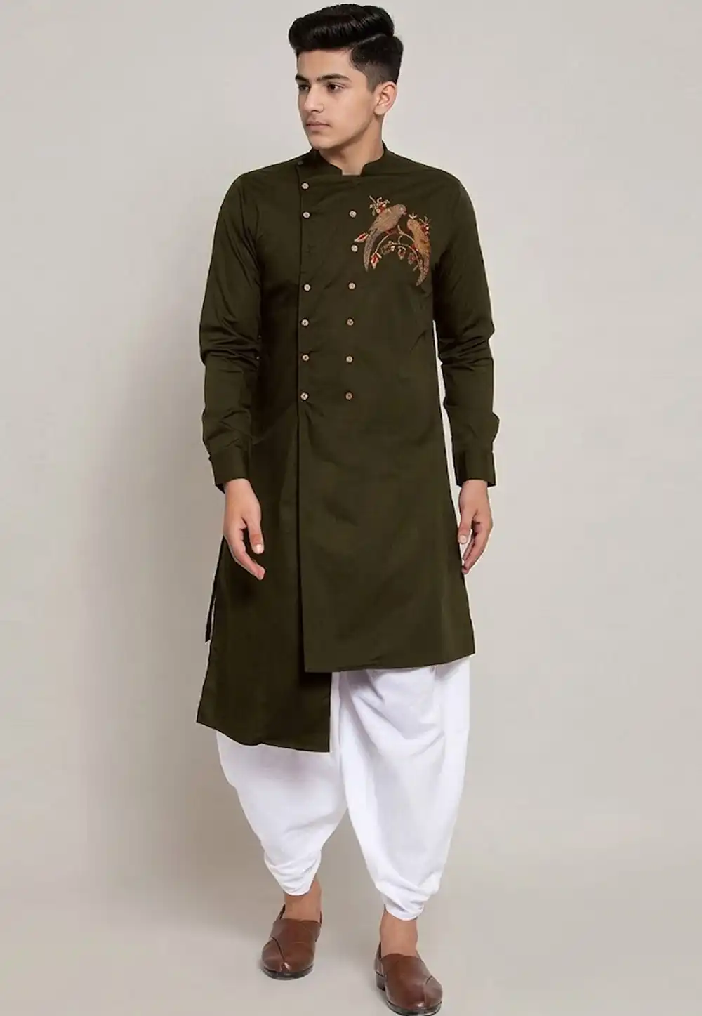 Mehndi Cotton Kids Dhoti Kurta 329311