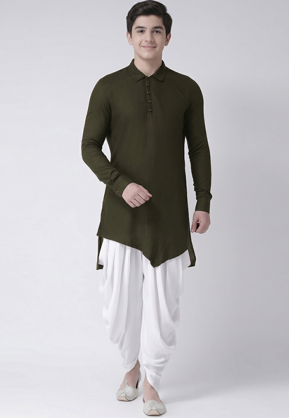 Mehndi Cotton Kids Dhoti Kurta 326653